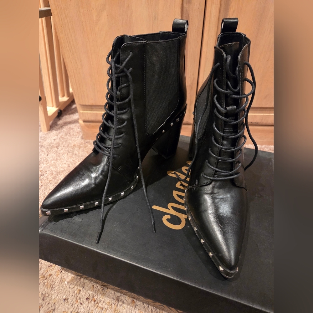 Charles David Black Lace Up Boots